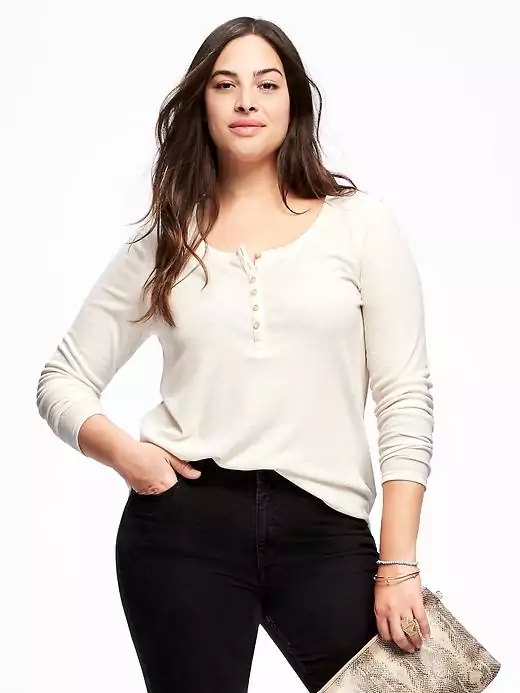 Semi-Fitted Plus-Size Henley